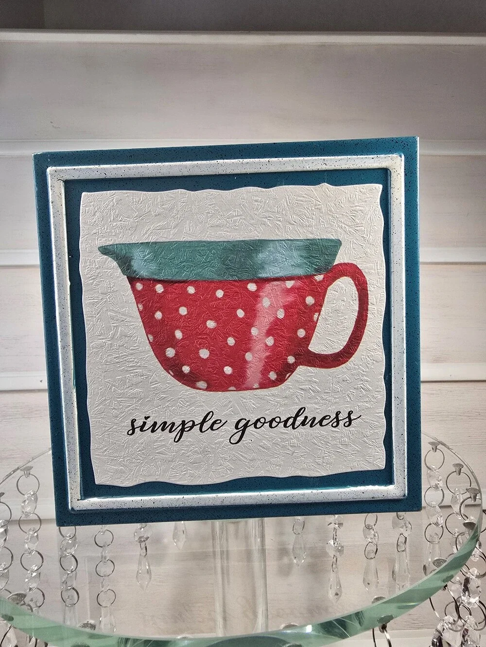 The Pioneer Woman Simple Goodness Polka Dot Teacup Wall Plaque - Red & Teal